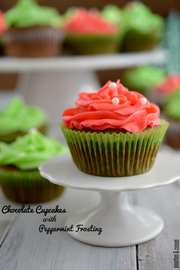 Chocolate Cupcakes with Peppermint Frosting_Peaches&Cream